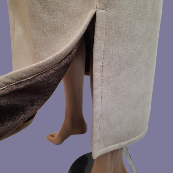 Vintage Penny Lane Coat 90s Y2K Beige Faux Fur Faux Suede Full length Size M - Picture 7 of 12
